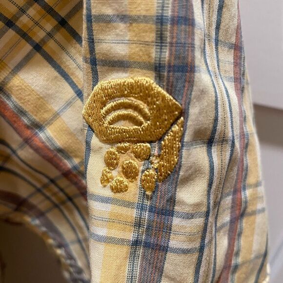 Mountain Hardwear Yellow Plaid Short Sleeve Button Up Shirt Men’s Sz M - Picture 3 of 9